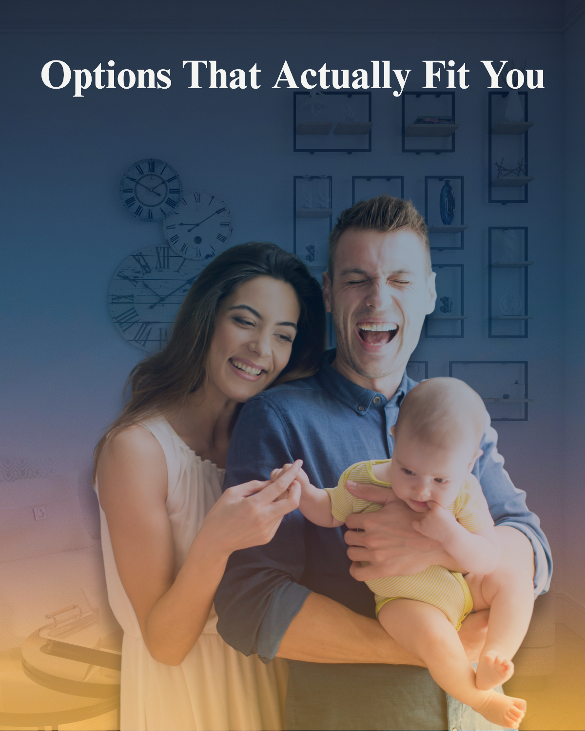 Young family with baby at home, representing personalized probate and trust real estate services.